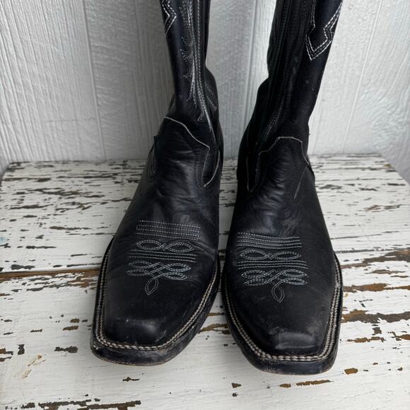Dos Amigos Western Wear Black Pointed Toe Men's Boots Size 9 Mexico Leather - Picture 3 of 11